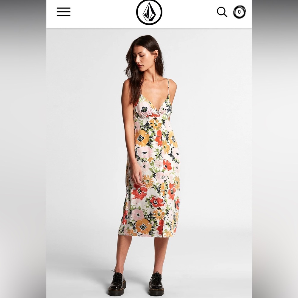 Volcom Surfbird Juniors Button Front Midi Dress - image 1